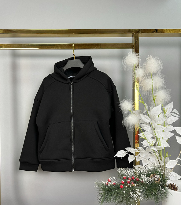 Зипка на девочку подростка 3 нитка флис на змейке черная 146,152,158,164 Николаев - изображение 1