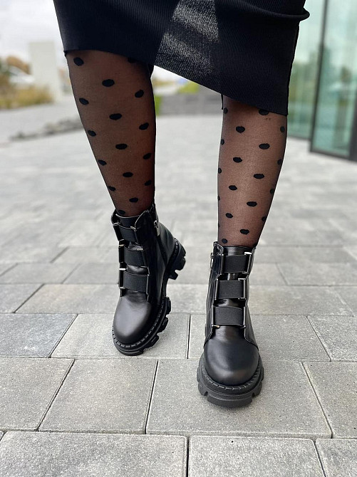 Olli Черевики жіночі OLLI чорні натуральна шкіра висота 14см (4836) Коломыя - изображение 3