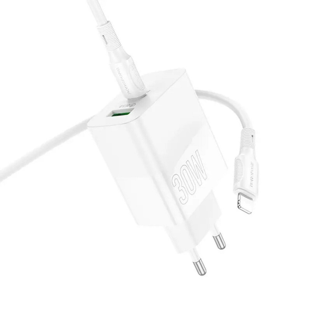 Мережевий зарядний пристрій BOROFONE BA75A Powerful dual port PD30W+QC3.0 charger set(C to iP) White Киев - изображение 2