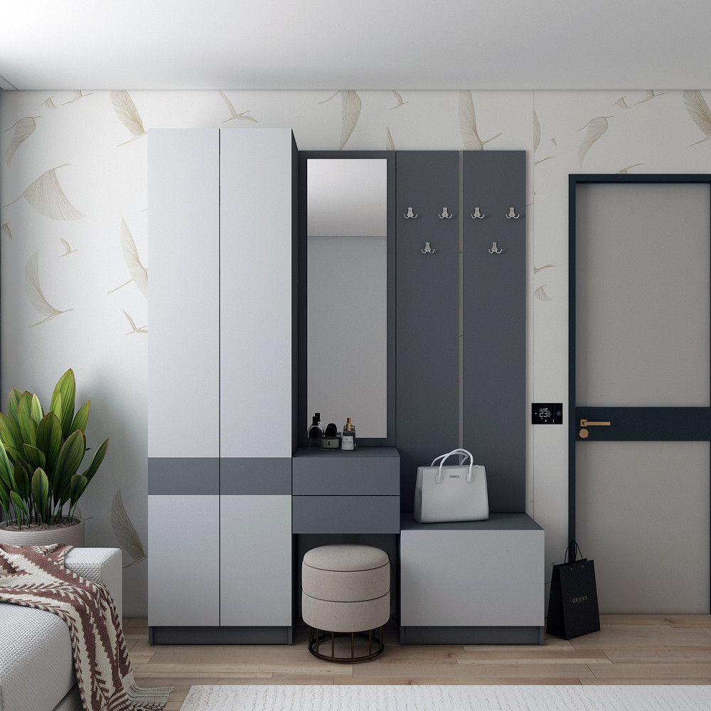 Подвесная тумба с зеркалом Doros Сола Графит / Серый 45х40х168,6 см DRS-011742 (44900342) Днепр - изображение 1