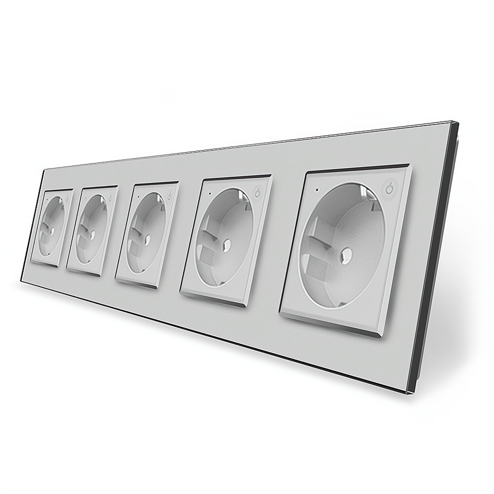 П'ятимісна розумна розетка ZigBee із заземленням Livolo сірий (VL-C7FCTC16AZ-10IP) Коломыя - изображение 2