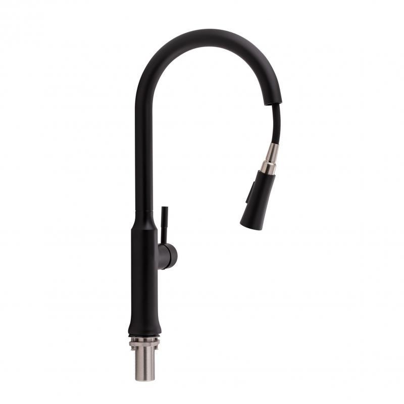 Смеситель для кухни Qtap Baruska с выдвижным изливом, нержавейка QTBAR9137103UB Black Matt Харьков - изображение 3