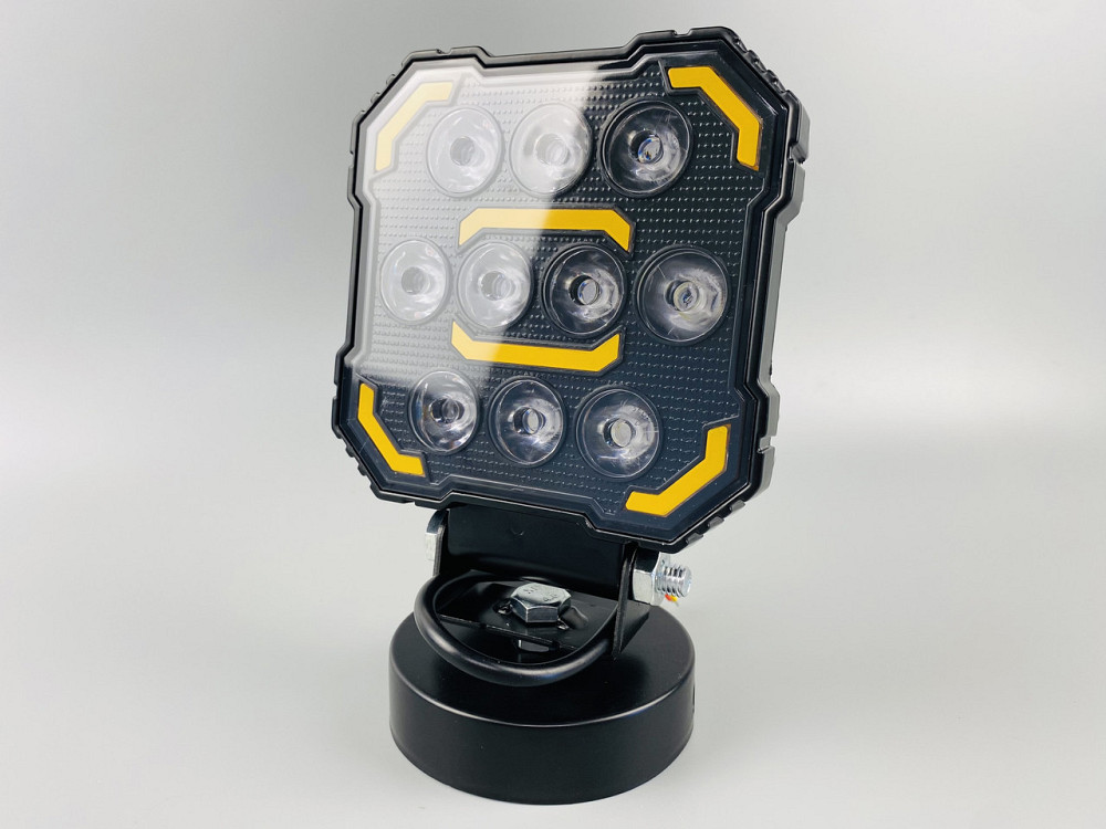 Фара LED квадратна, біле та жовте світло, 112 мм х 128 мм х 37 мм (ширина). 9-60V. Мукачево - фото 2