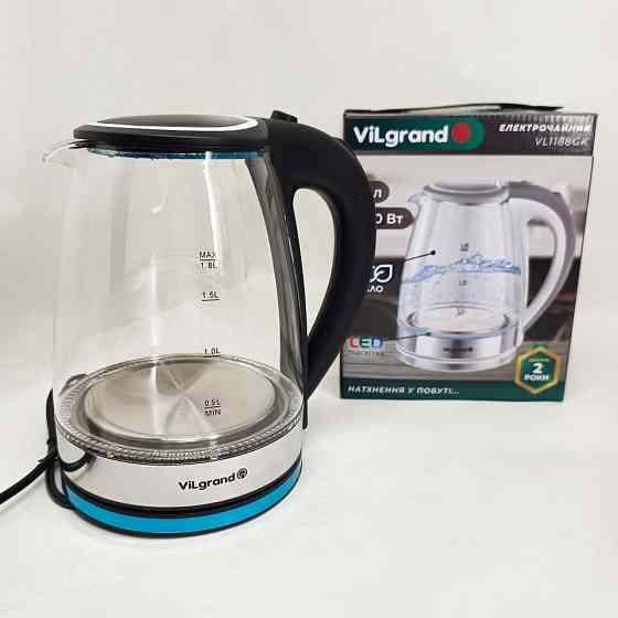 Электрочайник с LED индикатором Vilgrand VL1188GK 1.8л 1800Вт, Чайник электрический модный YC-93 Львов