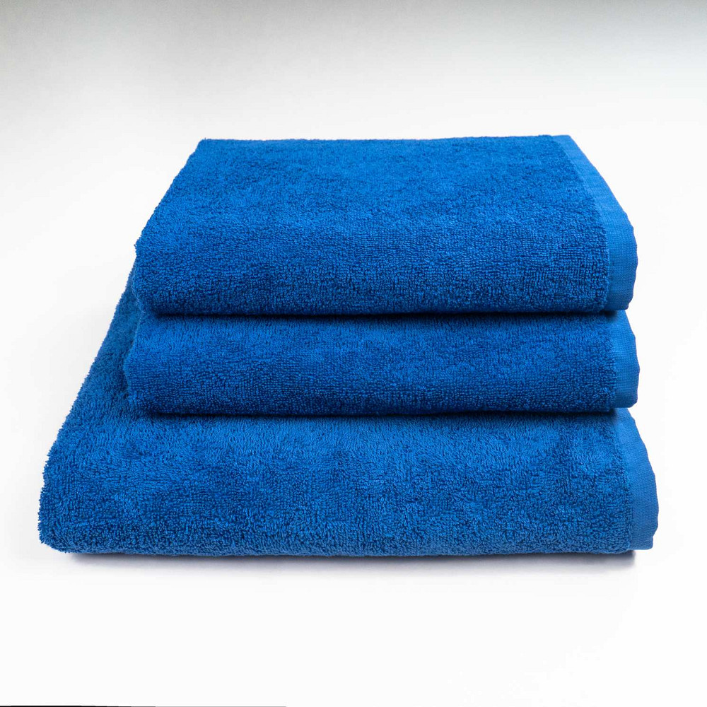 Набор махровых полотенец 3шт GM Textile 50х90см, 50х90см, 70х140см 400г/м2 (Синий) Сумы - изображение 1