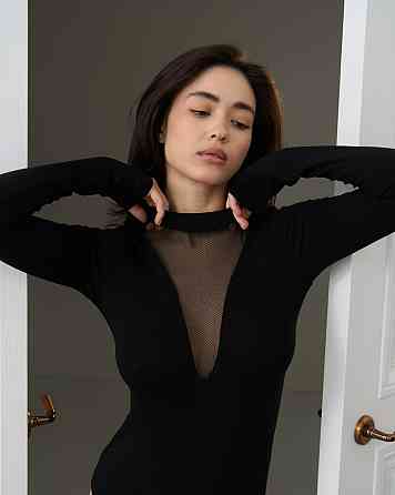 Боді з V-подібною сіточкою по грудях довгий рукав Ozkan 25783 Київ