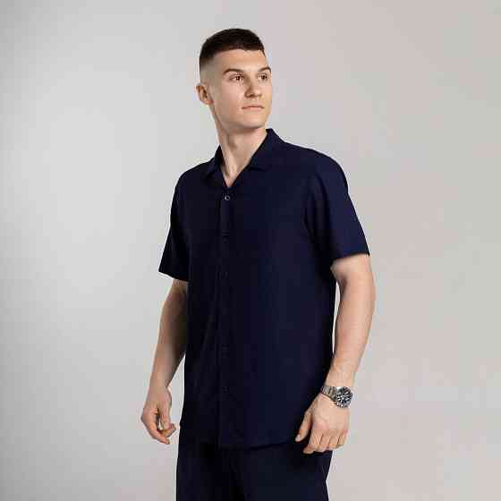 Чоловіча сорочка з коротким рукавом темно-синя Pobedov Marsel Київ