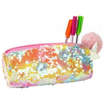 Пенал Cool For School з паєтками та помпоном 1 відділення рожевий (CF87063) Вінниця