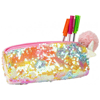 Пенал Cool For School с пайетками и помпоном 1 отделение розовый (CF87063) Винница - изображение 2
