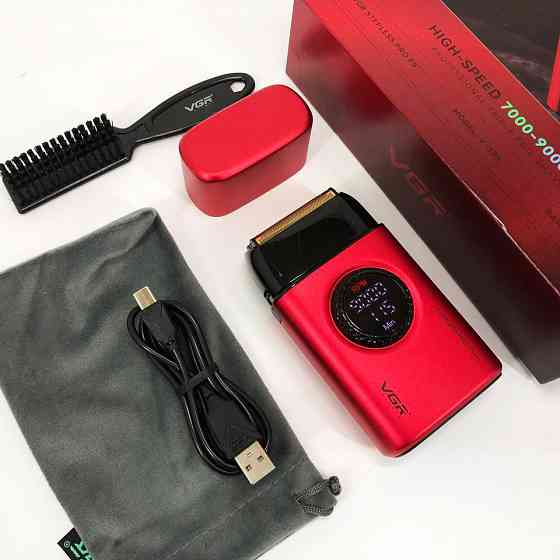 Електробритва VGR V-378 RED шейвер, подвійне лезо + триммер, регулювання потужності GZ-640 7000-9000 RPM Київ