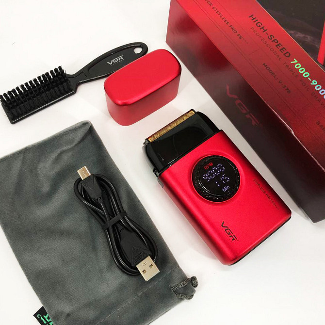 Електробритва VGR V-378 RED шейвер, подвійне лезо + триммер, регулювання потужності GZ-640 7000-9000 RPM Київ - фото 1