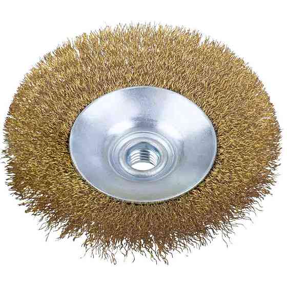 Щетка проволочная конусообразная Ø125мм М14×2мм (латунированная) SIGMA (9016121) Ровно