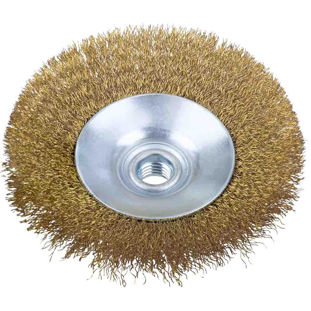 Щетка проволочная конусообразная Ø125мм М14×2мм (латунированная) SIGMA (9016121) Ровно - изображение 5