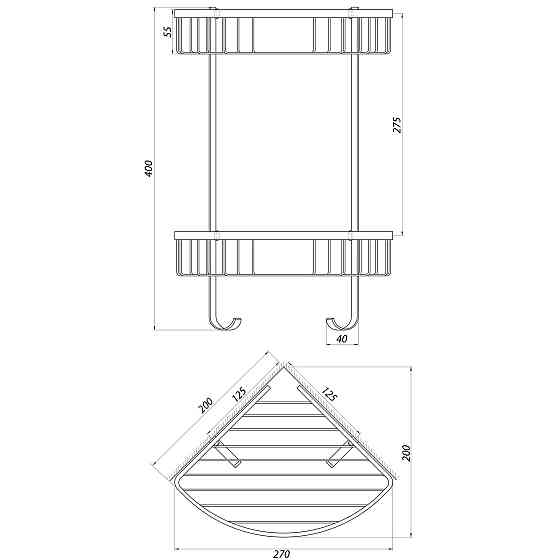Поличка подвійна кутова TOPAZ 4124 Киев