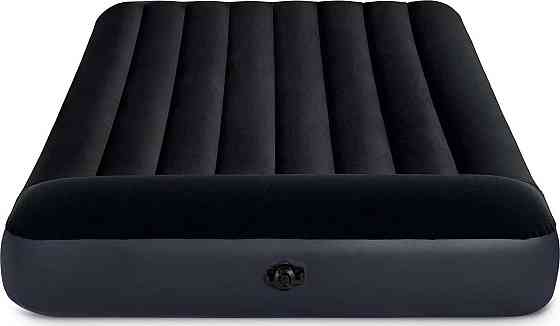 Матрац надувний Intex 64142 з насосом 191х137х25 см, чорний Київ