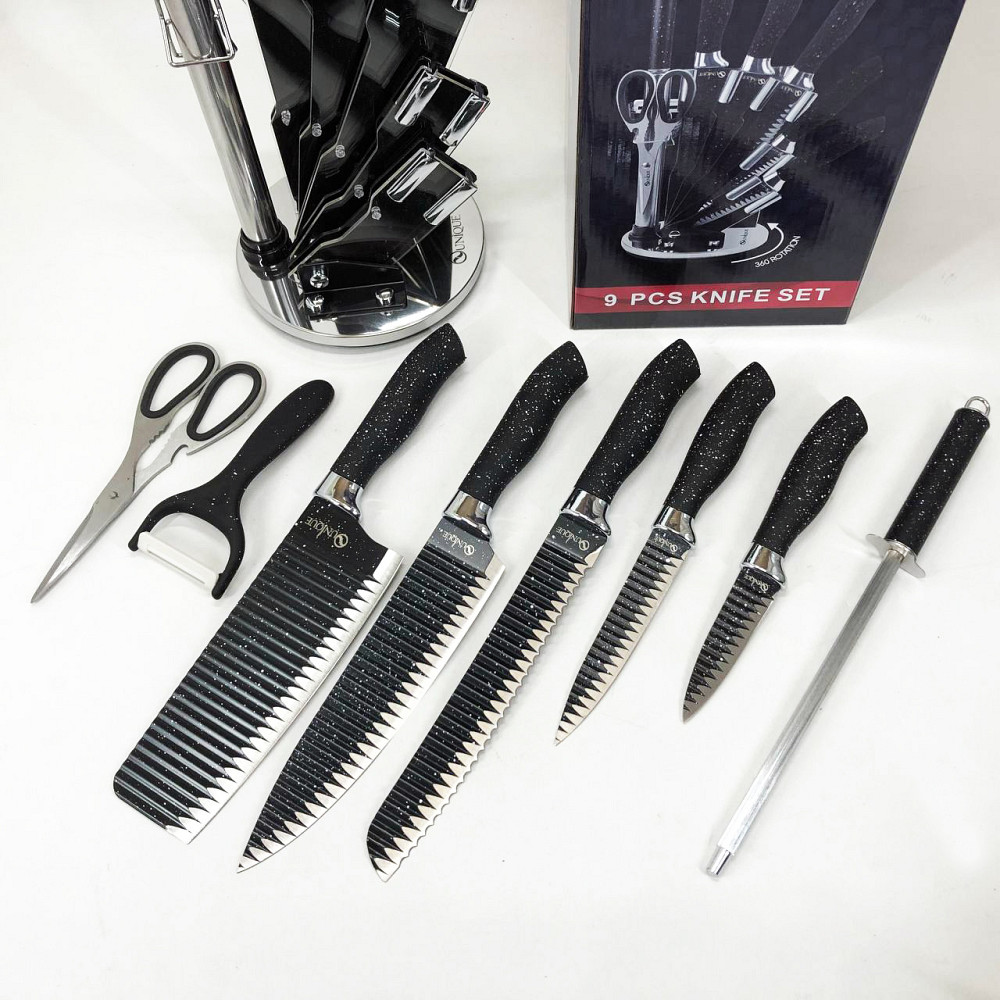 Набір ножів для приготування їжі UNIQUE UN-1831 9 шт, Набір ножиків для кухні Товари кухні ножі DP-20 Львів - фото 10