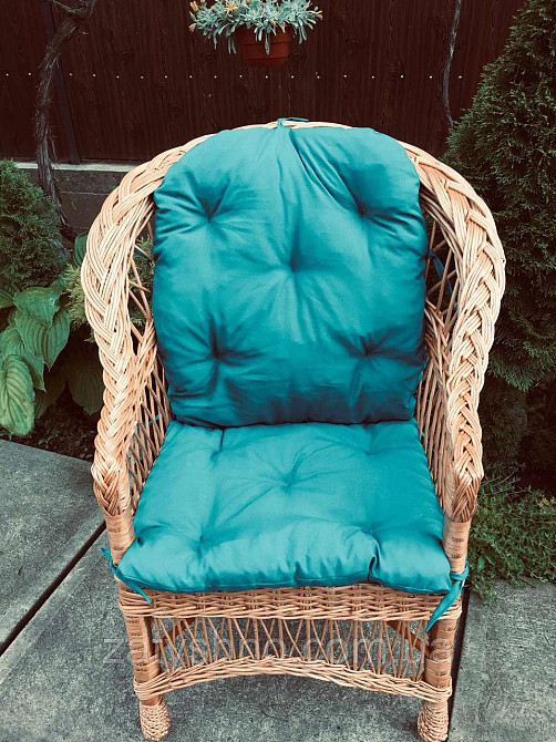 Крісло плетене із синьою накидкою | крісло із лози плетене із лози | крісло із лози Київ - фото 4