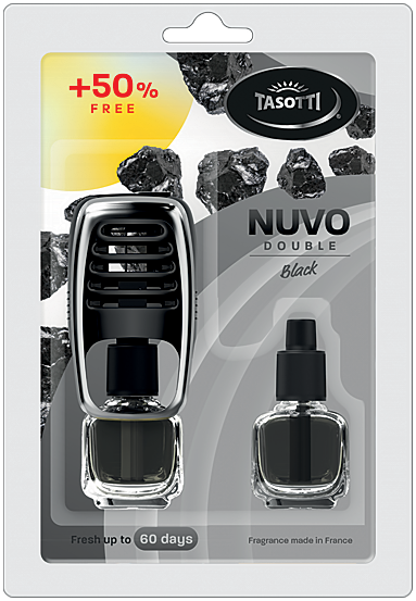 Ароматизатор для авто на обдув "Nuvo" Black (Чорний) з запаскою 8+8мл Tasotti Київ - фото 1
