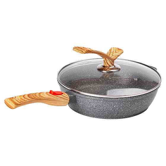 Алюмінієва глибока сковорода (2,8 л) зі скляною кришкою Ø 26 см сіра MGC HP-4-464G Київ