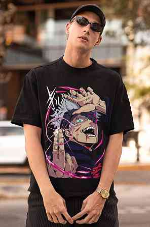 Футболка для мальчика аниме Магическая битва оверсайз (рост от 165 до 180 ) Черний AnimeJ0796m Днепр