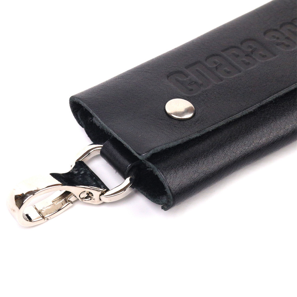 Оригинальная ключница в глянцевой коже Слава ЗСУ GRANDE PELLE 16717 Черная Киев - изображение 7