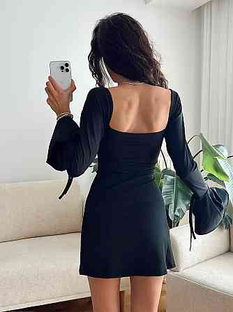 Жіноче обтисле базове плаття з квадратним вирізом мікродайвінг Чорний, 46/48 Одеса