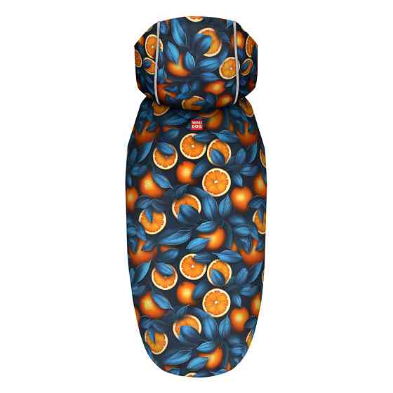 Дощовик-накидка з капюшоном для собак WAUDOG Clothes, малюнок "Апельсини", XL, А 55-61 см, B 68 Коломыя