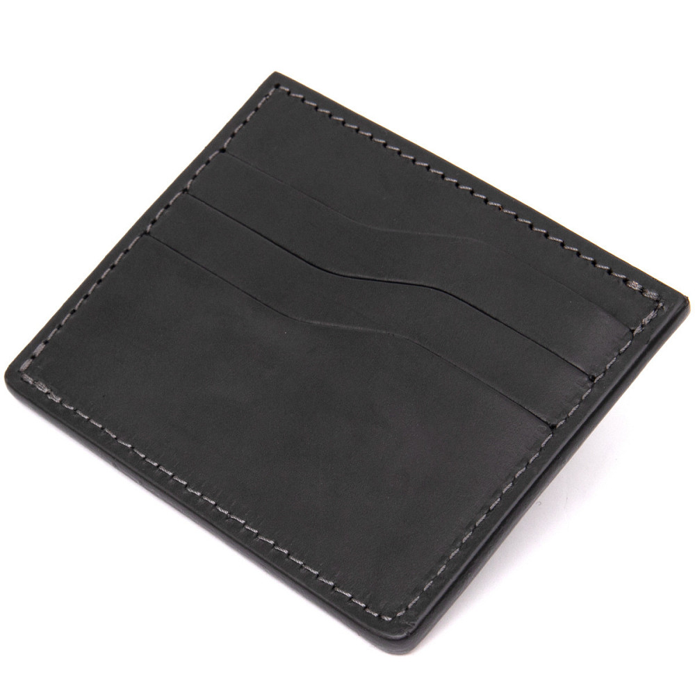 Практичный кожаный картхолдер GRANDE PELLE 11499 Черный Киев - изображение 2