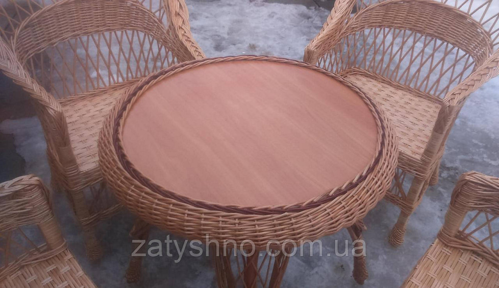 Меблі з лози на чотирьох із круглим столом Київ - фото 8