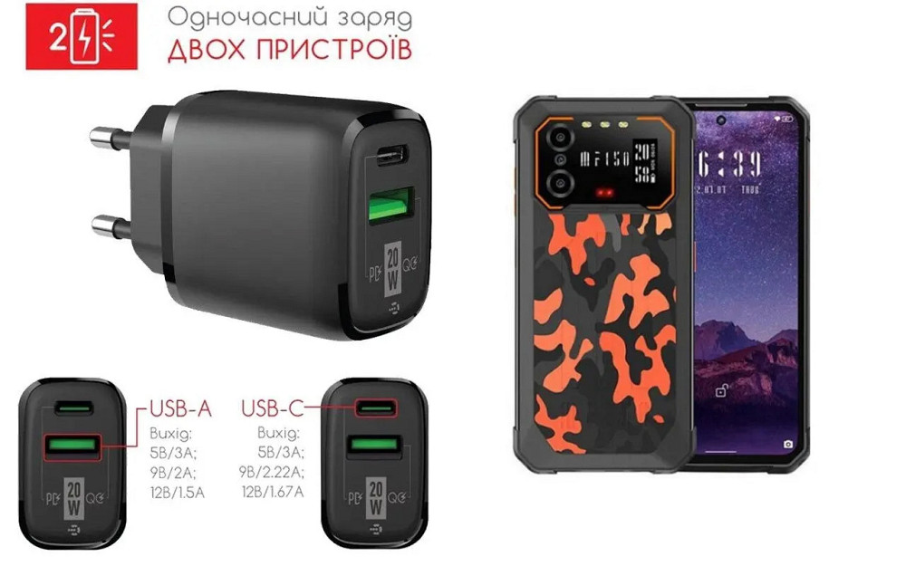 Сетевое зарядное устройство для Oukitel F150 B1 Pro, F150 B1 Pro (2022), 20W 3A, Quick Charge 3.0 Киев - изображение 1