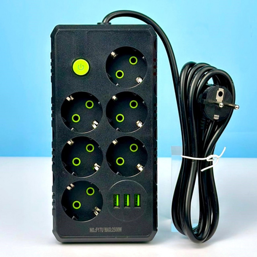 Сетевой фильтр-удлинитель 6 розеток 4USB и Type-C Port 4m черный Винница - изображение 1