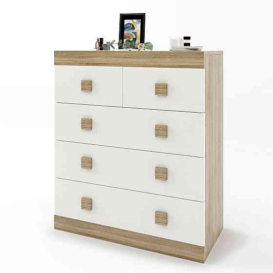Комод для вещей Эверест на 5 ящиков Соната-3 80х38х94 дуб сонома + белый (DTM-2031) Днепр