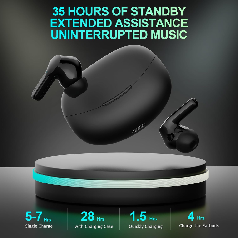 Беспроводные наушники Bluetooth 5.3 Hi-Fi, 13 мм, CVC, до 35 часов работы, 15 м, 3,8 г, быстрая зарядка, LED-дисплей Киев - изображение 7