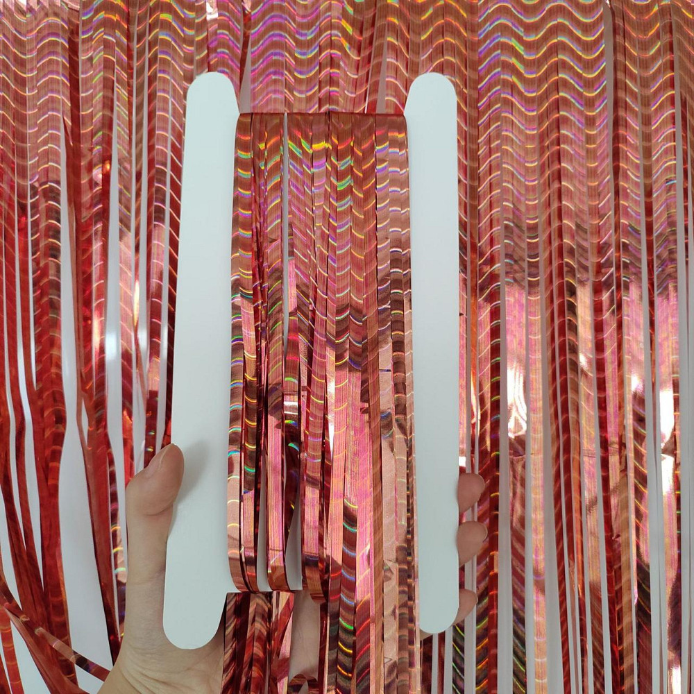 Дождик для фотозоны с блестящей голограммой 2 м на 1 м розовое золото Киев - изображение 2