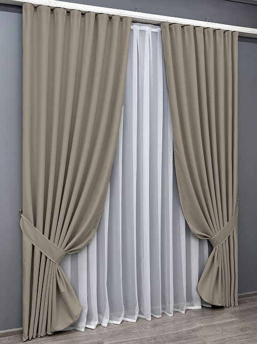 Комплект готовых штор VR-Textil Блэкаут Midnight № 2086ш Тауп 150х270 см 2 шт (33-1331) Киев - изображение 3