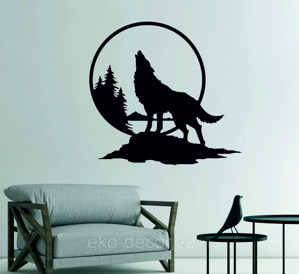 Декоративне настінне Панно «Вовк на природі», Декор на стіну 90*84 см, Чорний Київ - фото 2