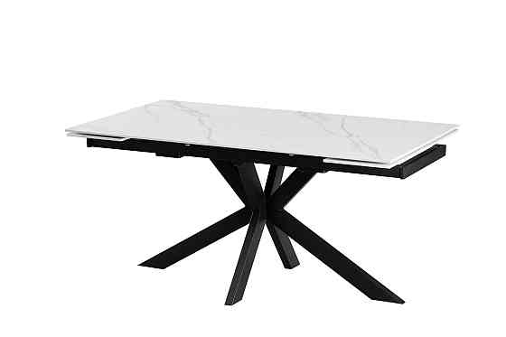 Стіл Квант 160 (+60)*90, чорний/кераміка білий Киев