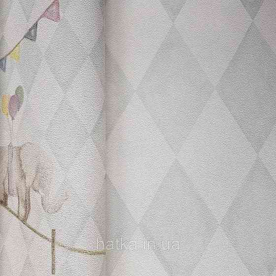 Флізелінові шпалери дитячі BN Doodleedo 0,53 х 10 м геометрія ромби розмиті сіро зелені білі Київ