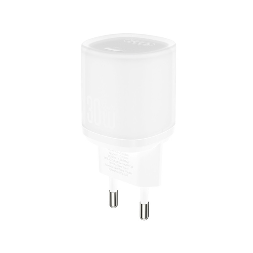 Мережевий зарядний пристрій XO L150 30W Single USB-C + Lightning кабель білий Львів - фото 2