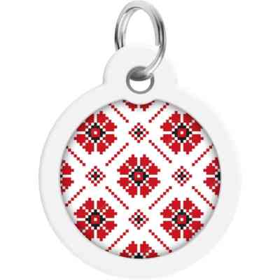 Адресник для животных WAUDOG Smart ID с QR паспортом "Вышиванка" круг 30 мм (230-4033) Винница