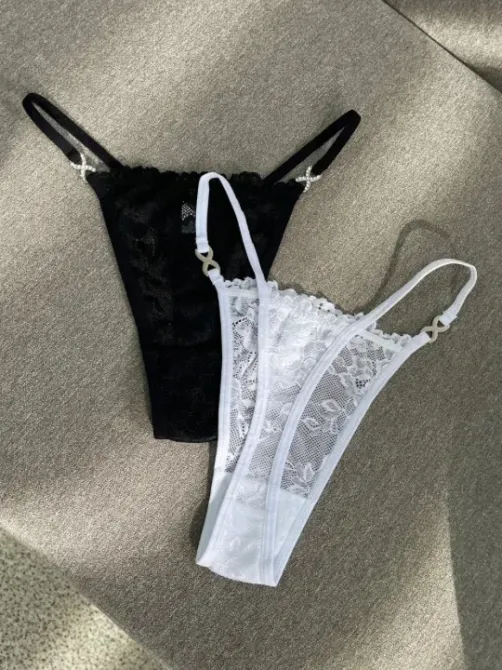 Женские стринги с кружевами размер М цвет белый Киев - изображение 2