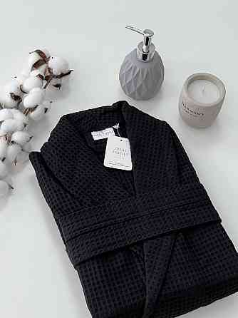 Женский вафельный халат Ideal Textile длинный черный (56861162) XL Черновцы