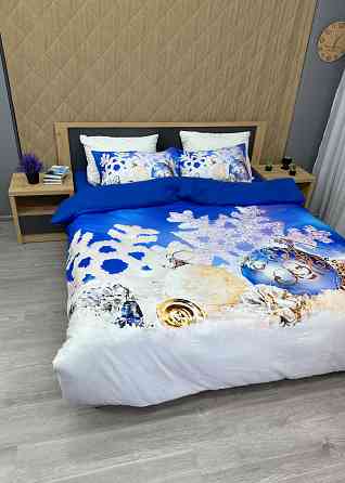 Комплект постільної білизни Фланель, Євро 200х220 з Різдвяним (Новорічним) принтом (88-199) Київ