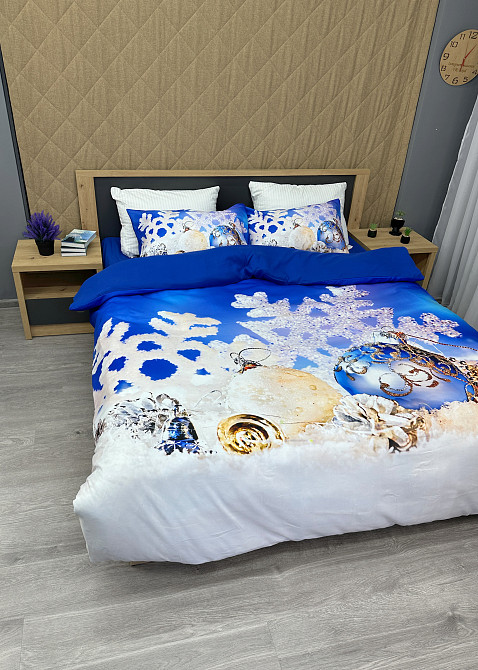 Комплект постільної білизни Фланель, Євро 200х220 з Різдвяним (Новорічним) принтом (88-199) Київ - фото 5