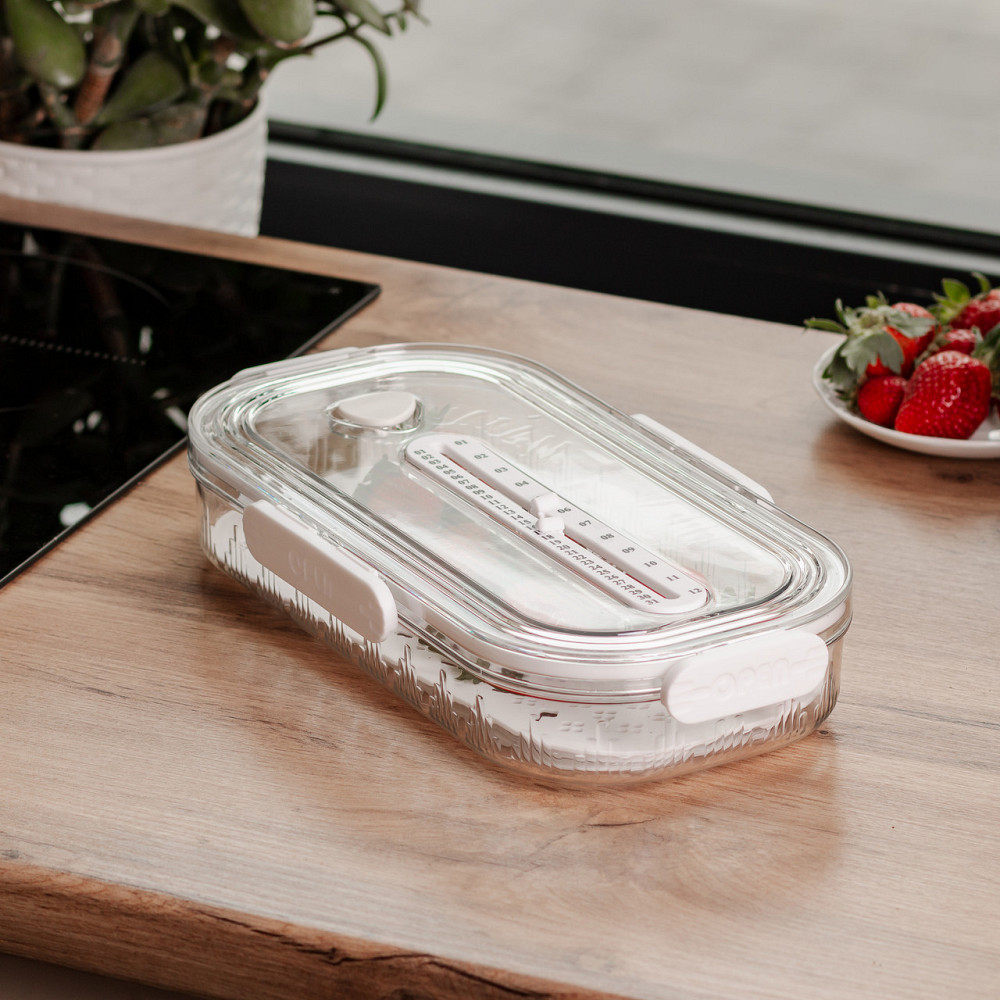 Yiwu Контейнер для їжі пластиковий 32.5х17.5х6 см харчовий контейнер з індикатором дати 1 л Біл Киев - изображение 2