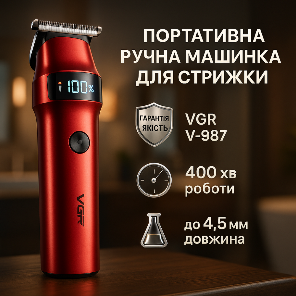 Электрическая аккумуляторная машинка для стрижки VGR V-987, Триммер для сложной стрижки волос KH-91 Львов - изображение 16