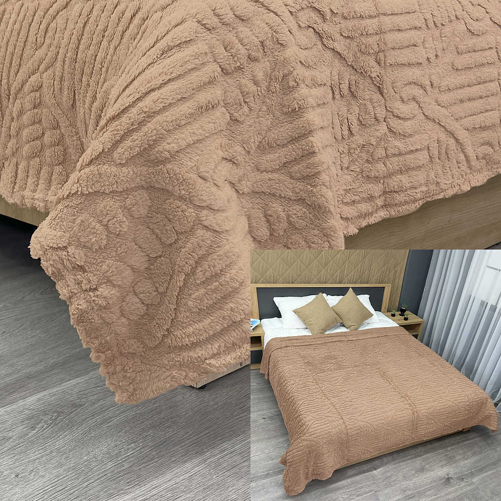 Плед 200х230 см (+-10см) "Косичка" колір карамельний (87-343) Київ - фото 1