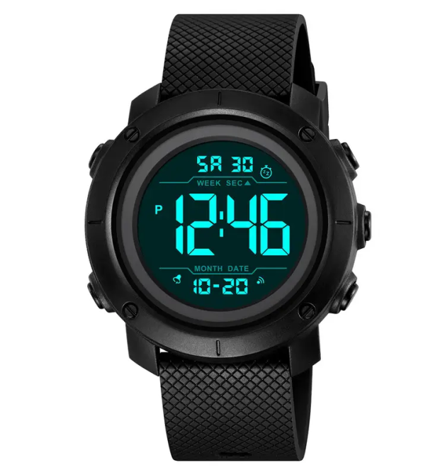 Чоловічий наручний годинник Skmei 2497 з каучуковим ремінцем (Чорний із чорним) Вінниця - фото 3