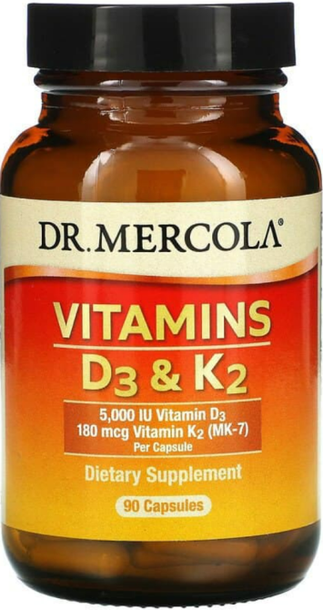 Вітаміни Д3 та К2 Dr. Mercola Vitamins D3 & K2 5000 МО 90 капсул Київ - фото 1