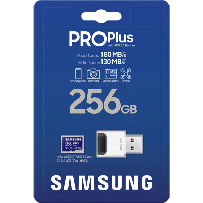 Карта памяти Samsung 256GB microSDXC class 10 UHS-I U3 V30 Pro Plus (MB-MD256SB/WW) Винница - изображение 3